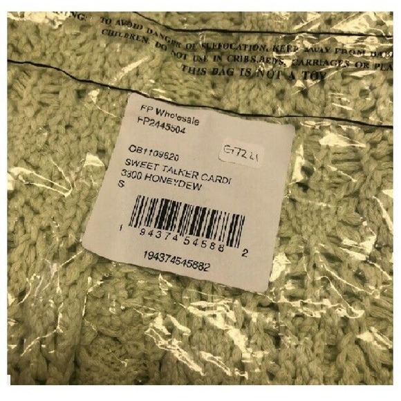 Free People Women Sweet Talker Cardigan Sweater Jacket Honeydew Green S,$168 NWT - Picture 6 of 6